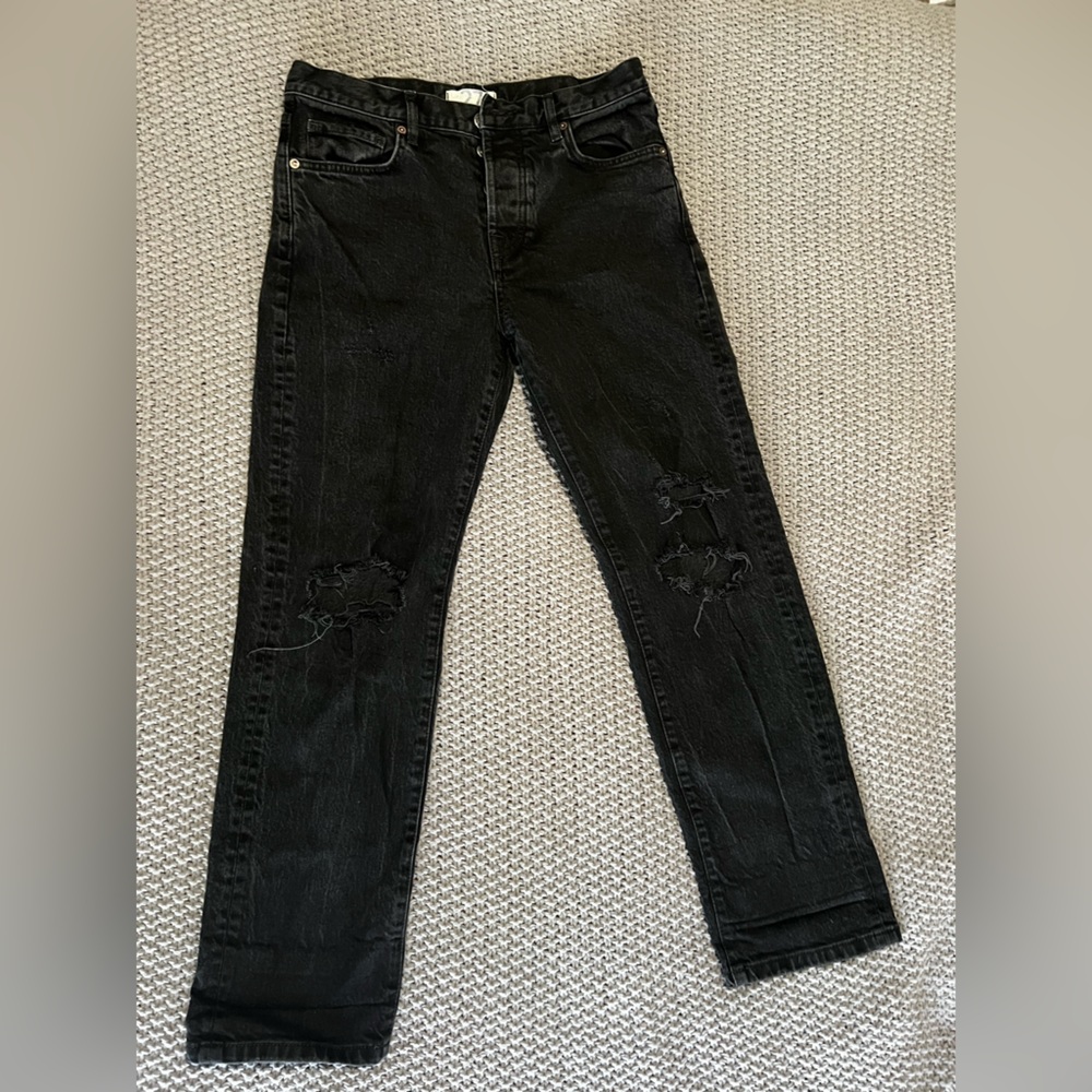 Free People Black Skinny Distressed Jeans